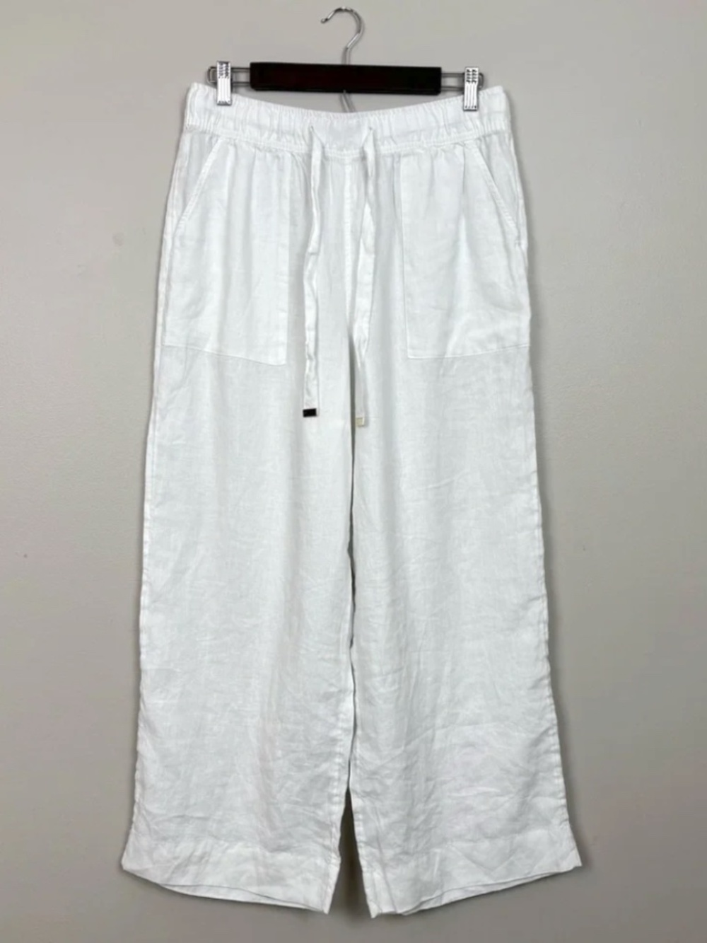 Joie 100% Linen Wide Leg Cropped Pants in White - Size M